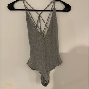 NWT Size M Sam Edelman Strappy Grey Bodysuit